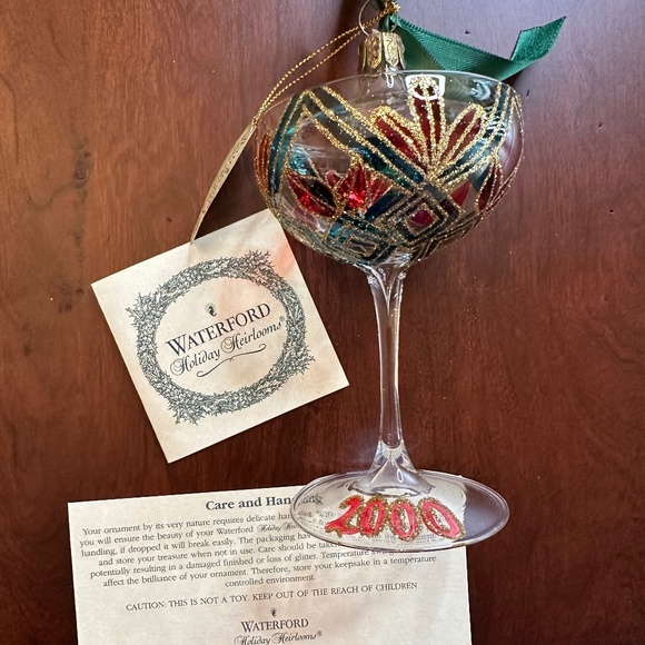 Waterford Holiday Heirlooms Ornament New Years Toast 2000 NIB Glass - Picture 6 of 7